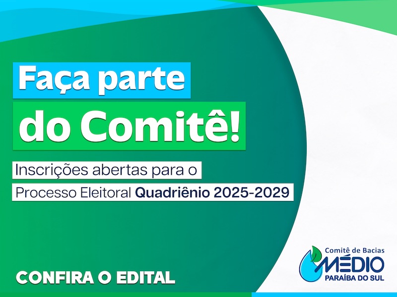 Inscrições abertas para nova composição do Comitê Médio Paraíba do Sul