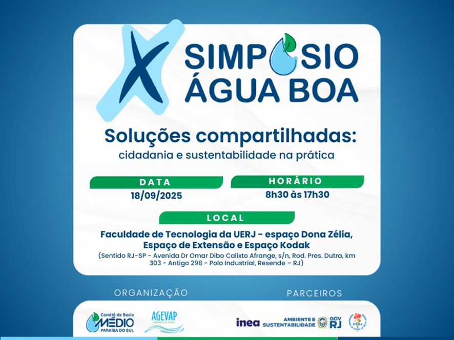 Comitê do Médio Paraíba do Sul realiza Simpósio dia 18 com debate e exposições sobre soluções compartilhadas para a sustentabilidade